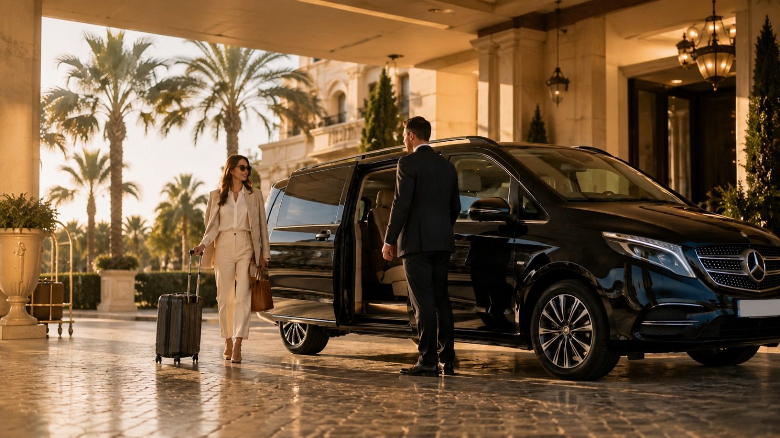 Otelin önünde bekleyen VIP transfer aracı ve misafirimiz